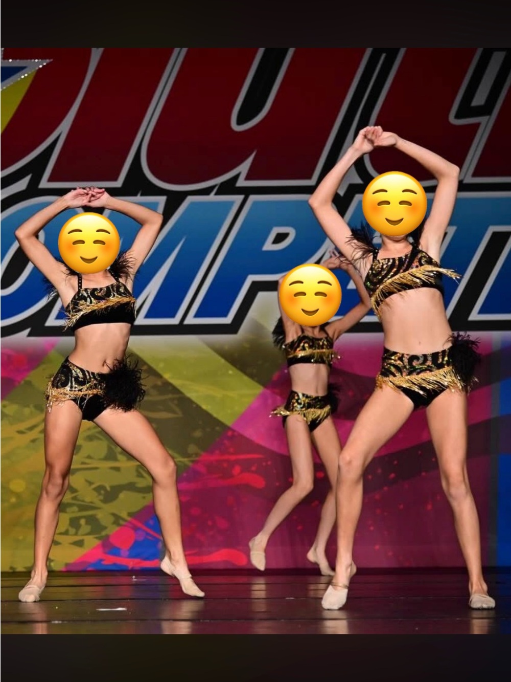Black and Gold Dance Costume Two-Piece Set + Beautiful Headband